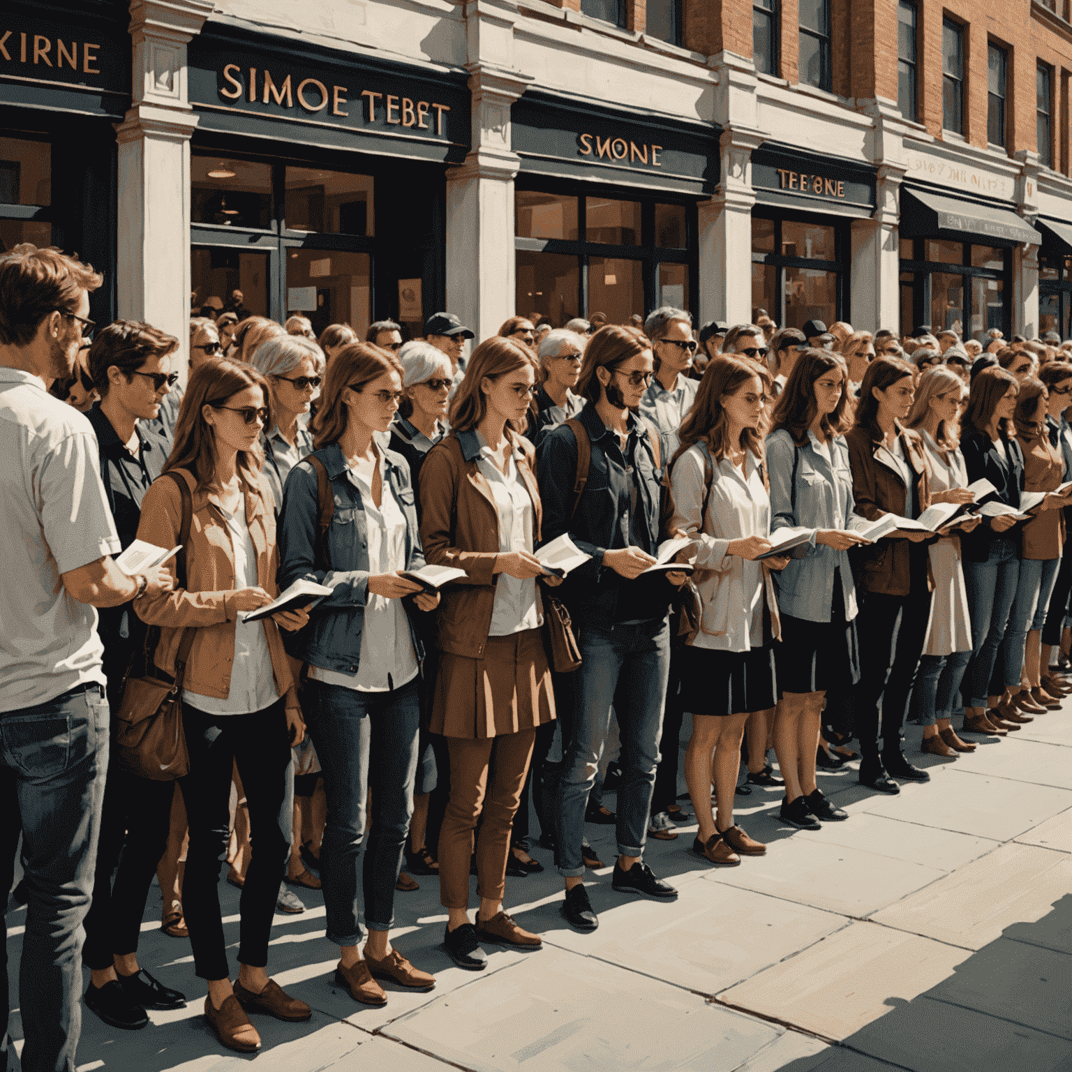 Imagem de uma fila de fãs esperando para ter seus livros autografados por Simone Tebet