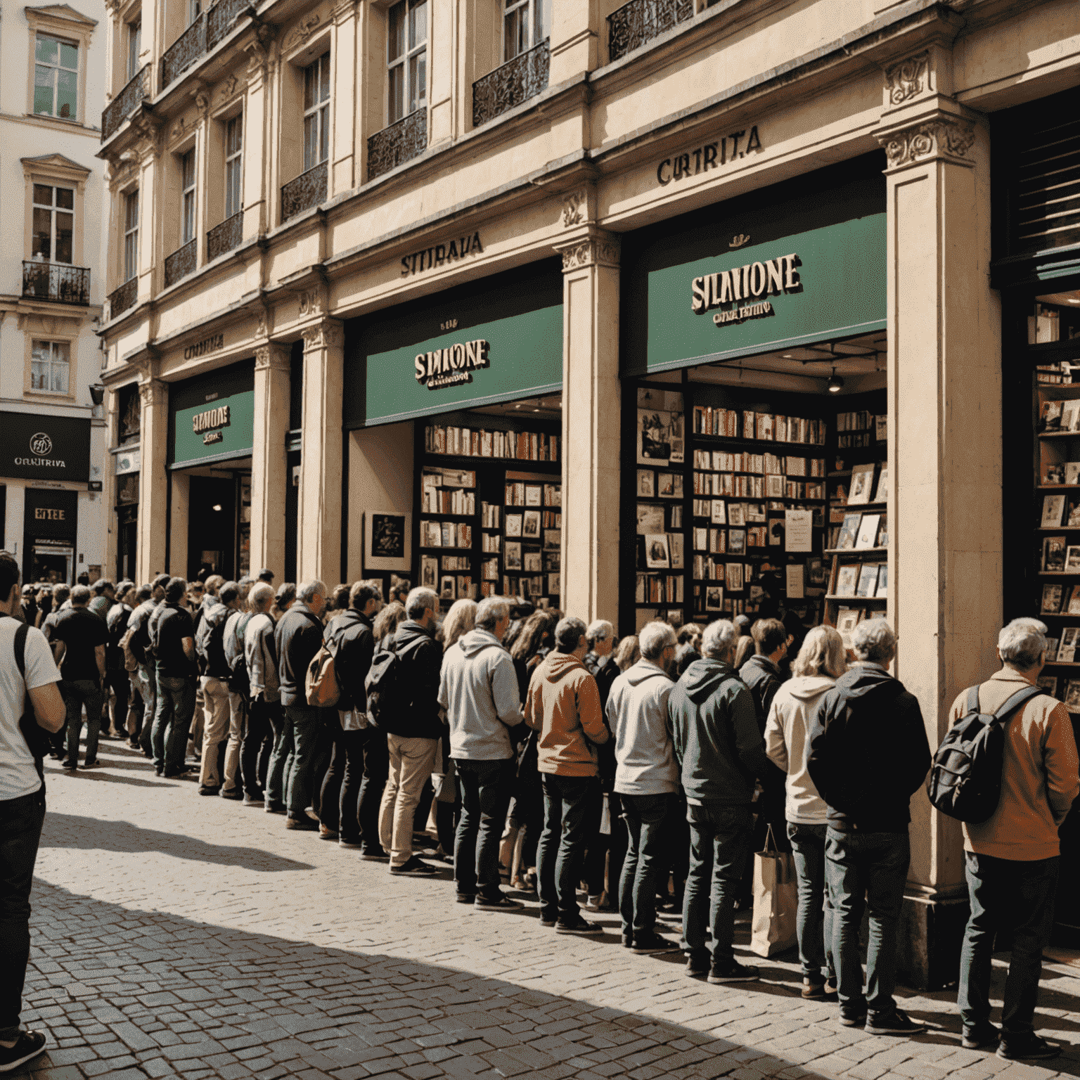 Imagem da Livraria Curitiba, mostrando uma fila de fãs esperando para o evento de autógrafos de Simone Tebet